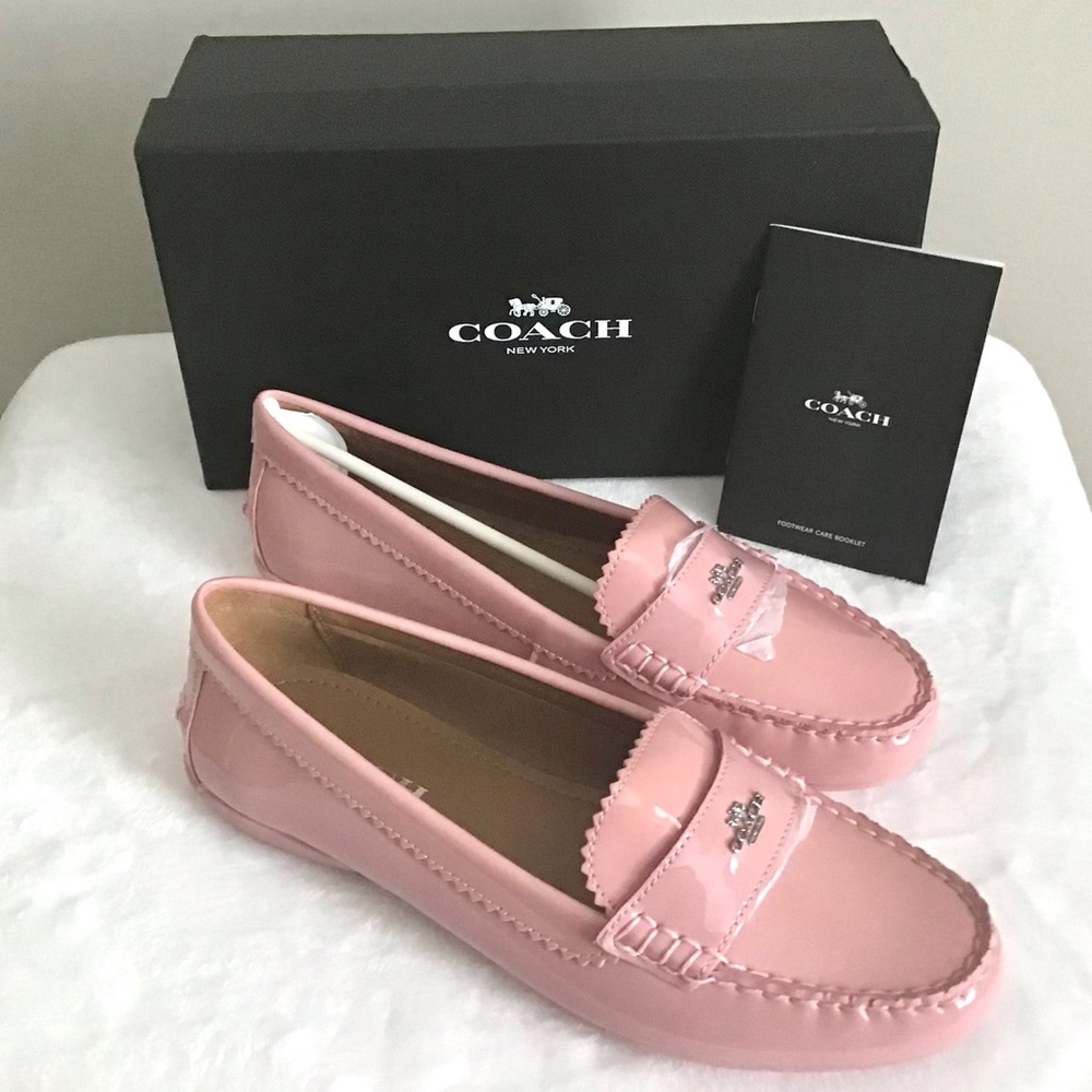 RARE COACH Pink Patent Leather Loafers Shoes New In Box - Picture 2 of 11
